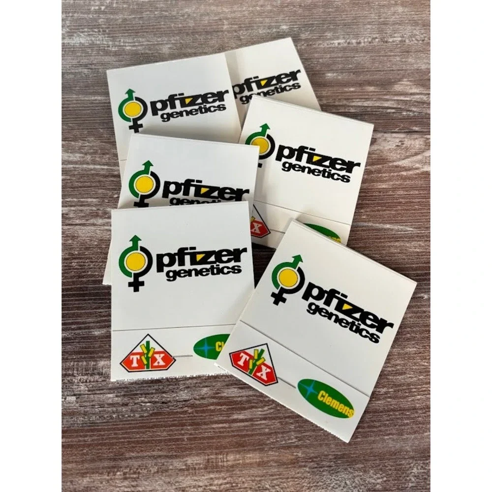 6 HUGE Vintage Pfizer Genetics Feature Matchbook Trojan Seeds Corn Matches Promo